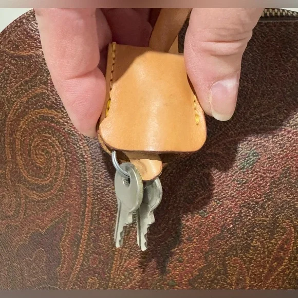 Authentic Vintage Etro Coated Canvas Satchel Handbag Burgundy Paisley VGUC - Picture 9 of 16